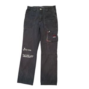 LAPAGAYO W28” black straight leg vintage distressed graphic cargo pants